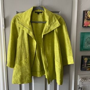 Lafayette 158 New York lime green vegan jacket